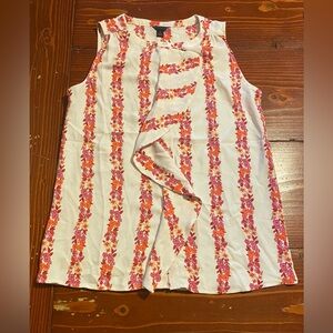 Ann Taylor floral pattern sleeveless button down blouse